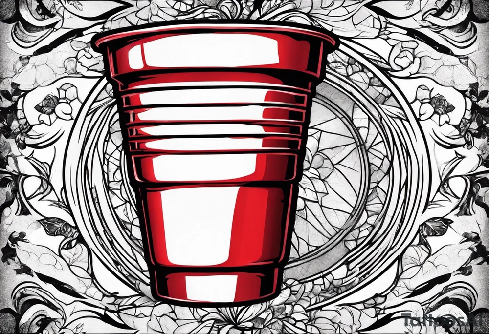 A red cracked plastic solo cup tattoo idea