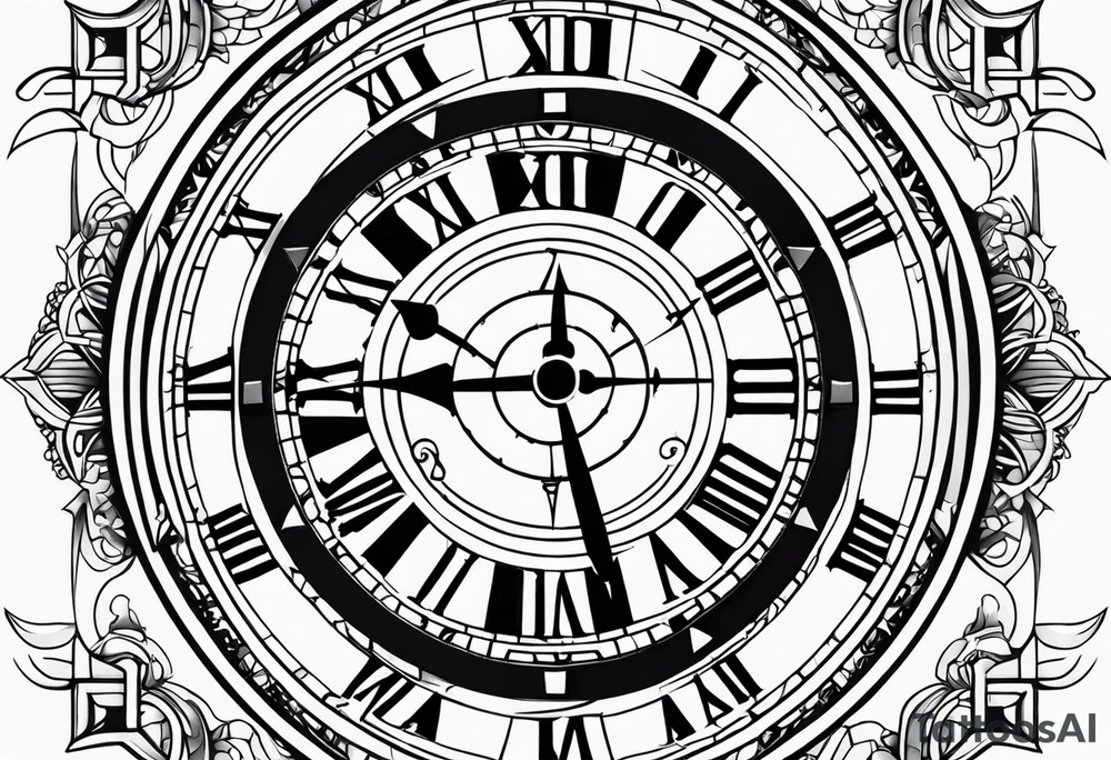 Children’s name, time piece, date of birth tattoo idea