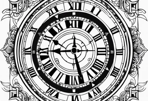 Children’s name, time piece, date of birth tattoo idea