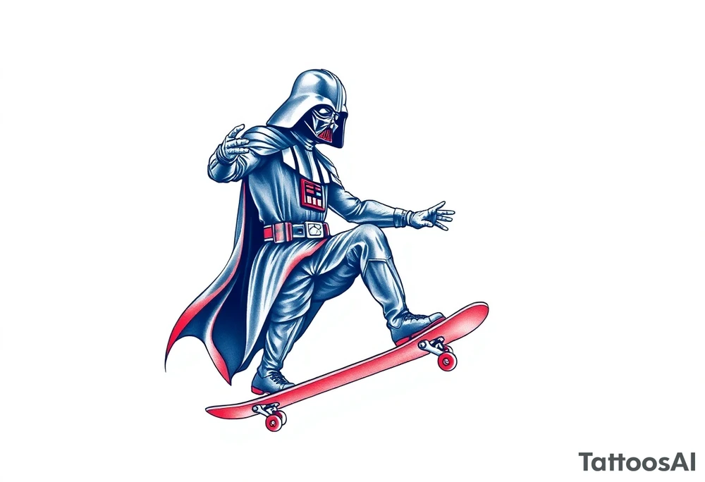 Darth Vader skateboarding >
blue & red tattoo idea