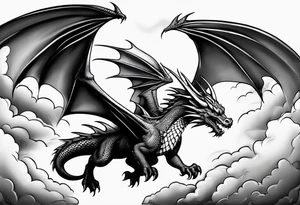 Dragon soaring through clouds tattoo idea