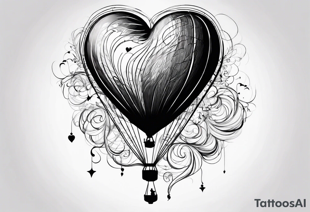 heartshaped party baloon with a strin and pulse heartbeat on a string tattoo idea