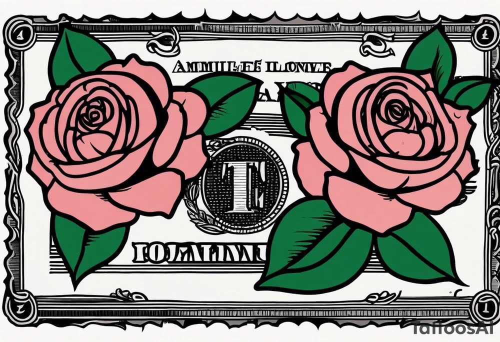 The flowers are money roses on American bills. tattoo idea