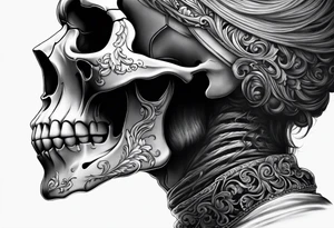 Male skull decaying side view hair tattoo idea