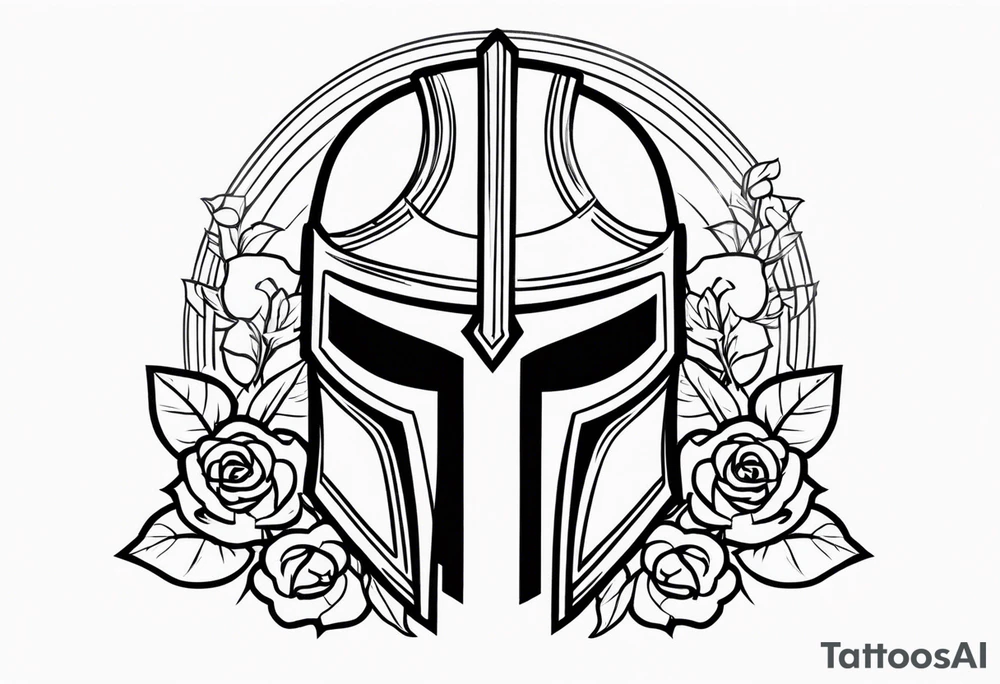 spartan helmet with roses tattoo idea