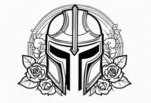 spartan helmet with roses tattoo idea