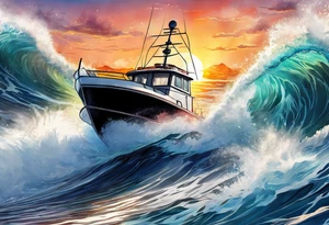 boat, sun, earth tattoo idea