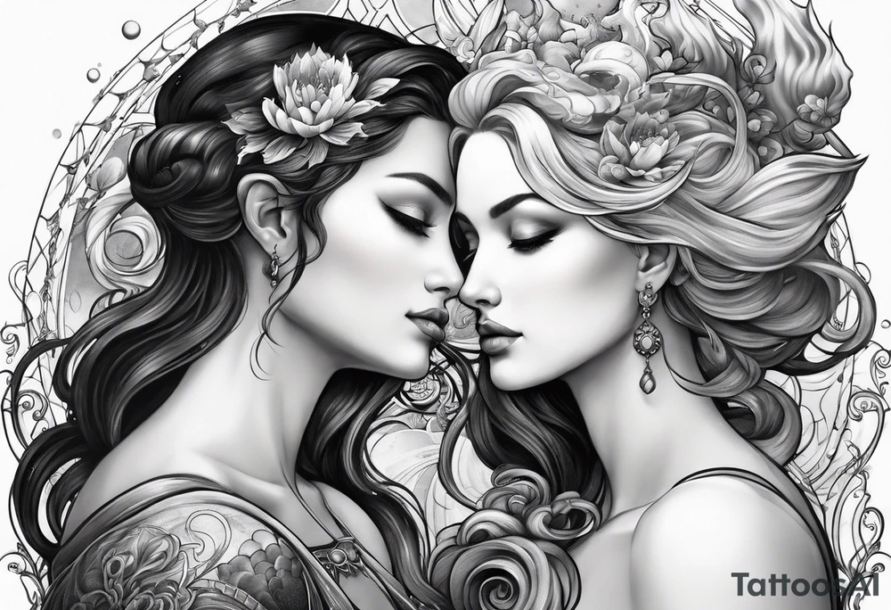 Aquarius and cancer merging together as one tattoo idea