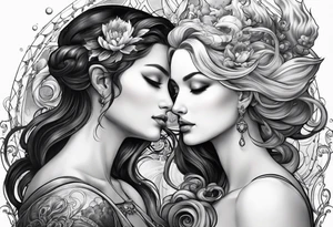 Aquarius and cancer merging together as one tattoo idea