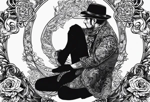 shadow man sitting tattoo idea