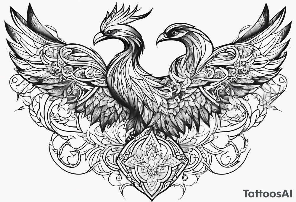 girly phoenix bird sternum tattoo tattoo idea