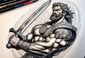 Hercules holding swords tattoo idea