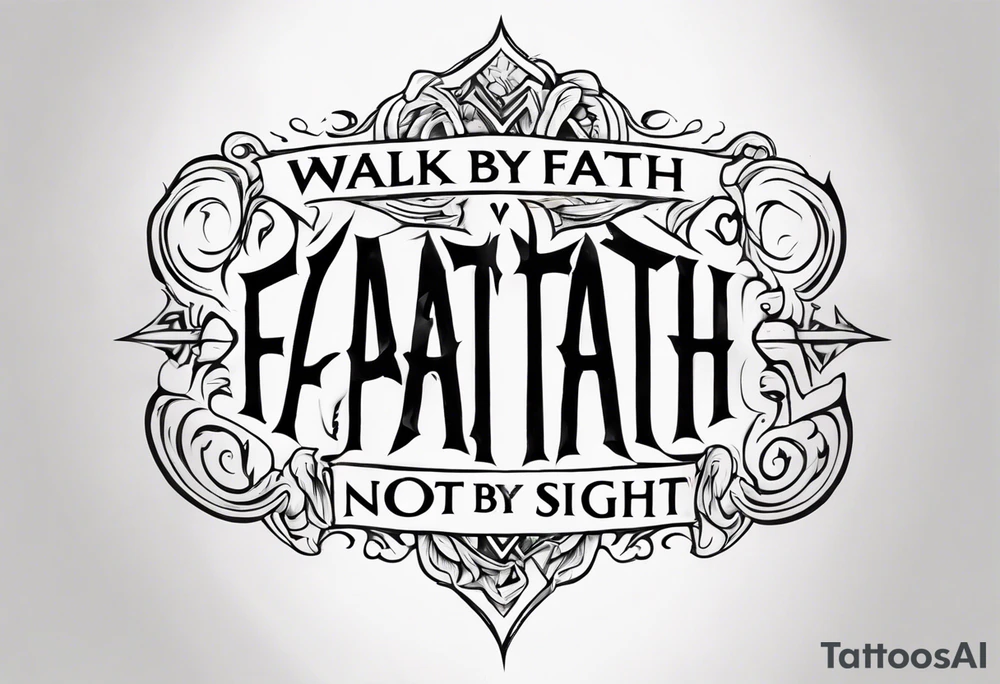 Horizontal inner bicep tattoo. “walk by faith, not by sight” tattoo idea