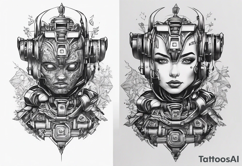 small robot running tattoo idea