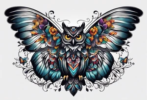 Owl and butterfly tattoo idea