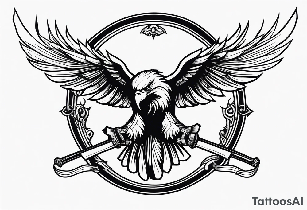 Eagle swooping with sword tattoo idea