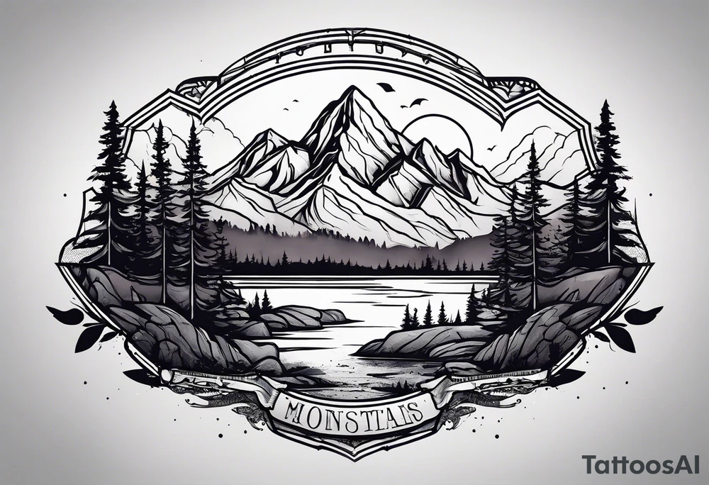 Wilderness mountains tattoo idea