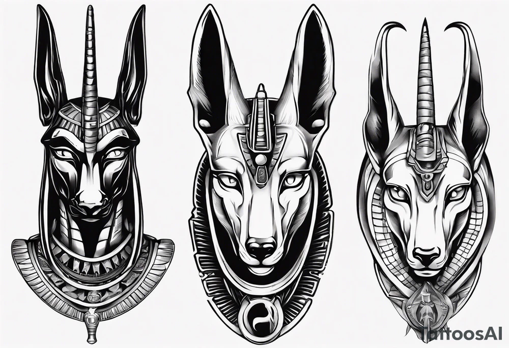 Egyptian god Anubis' head with a cobra tattoo idea