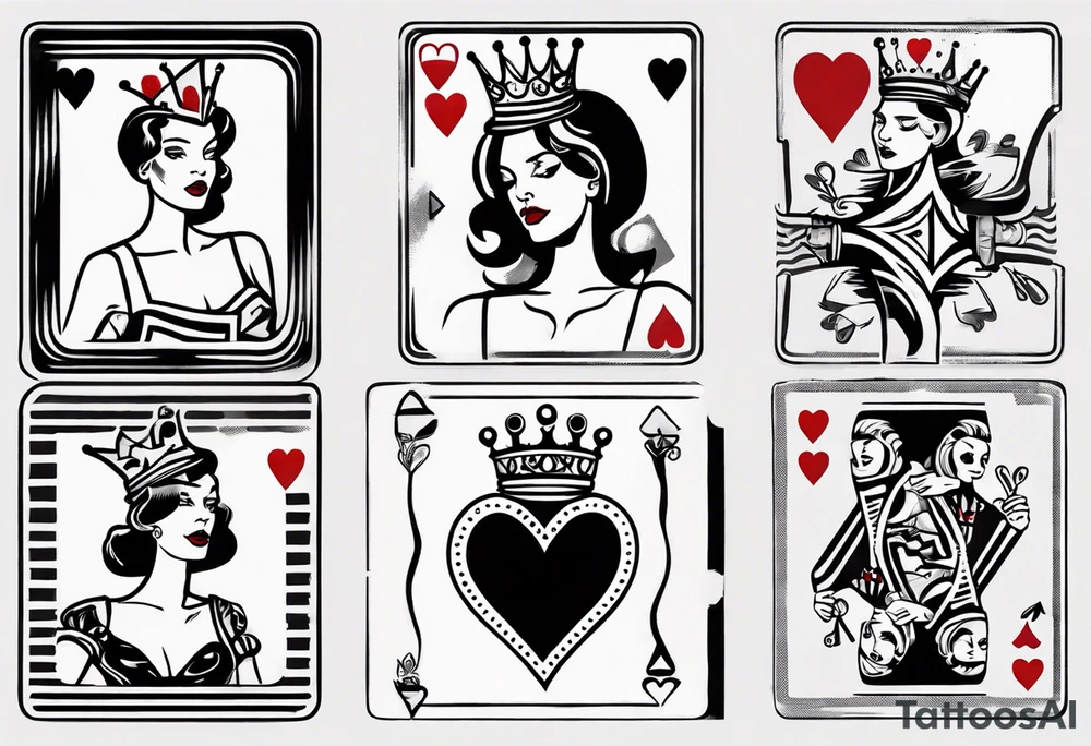 one queen of hearts card tattoo idea