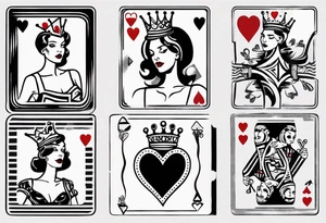 one queen of hearts card tattoo idea