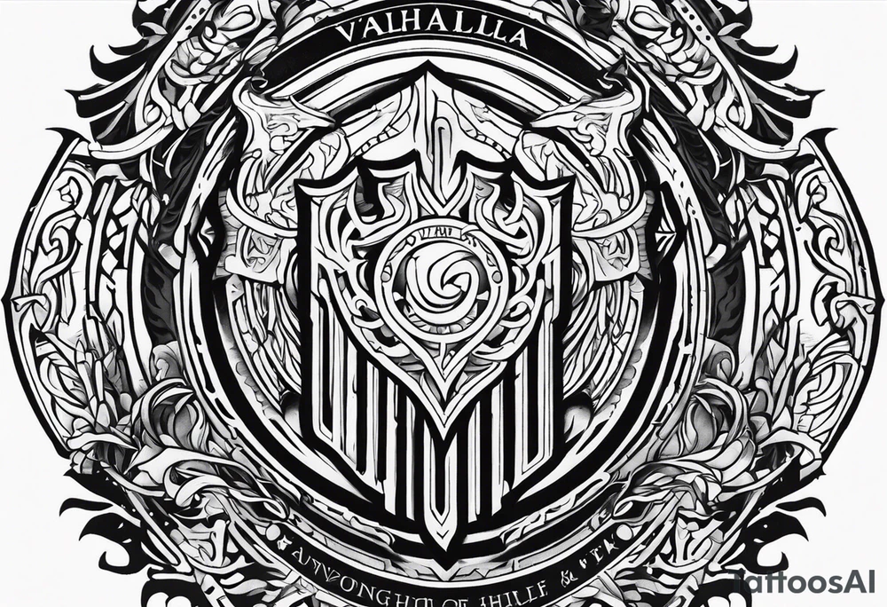 Valhalla sword shield fire tattoo idea