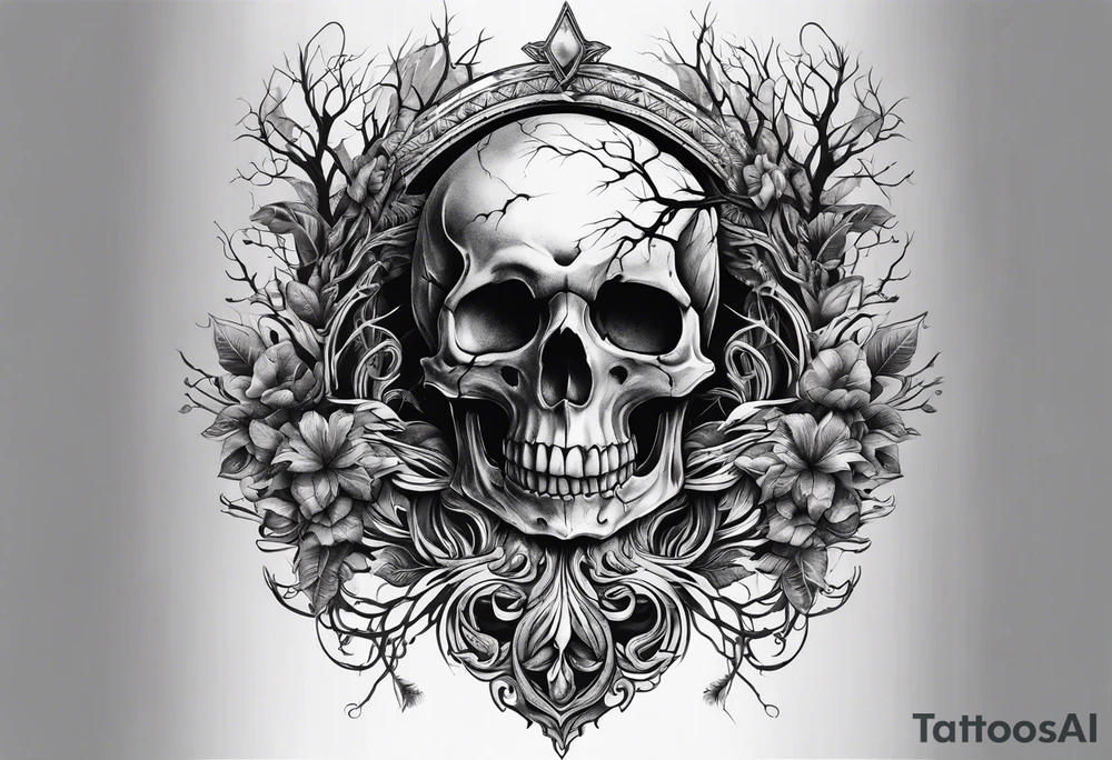 Tree skull tattoo idea