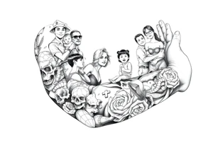 A collage of memories.  College, dating, marriage, child’s birth, second child’s birth, Disney vacation, Hawaii vacation. tattoo idea