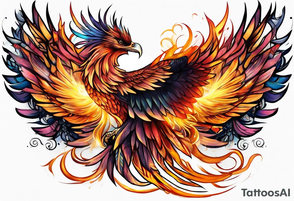 Phoenix artistic tattoo idea