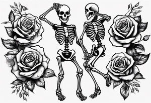 Dancing skeleton on a rose tattoo idea