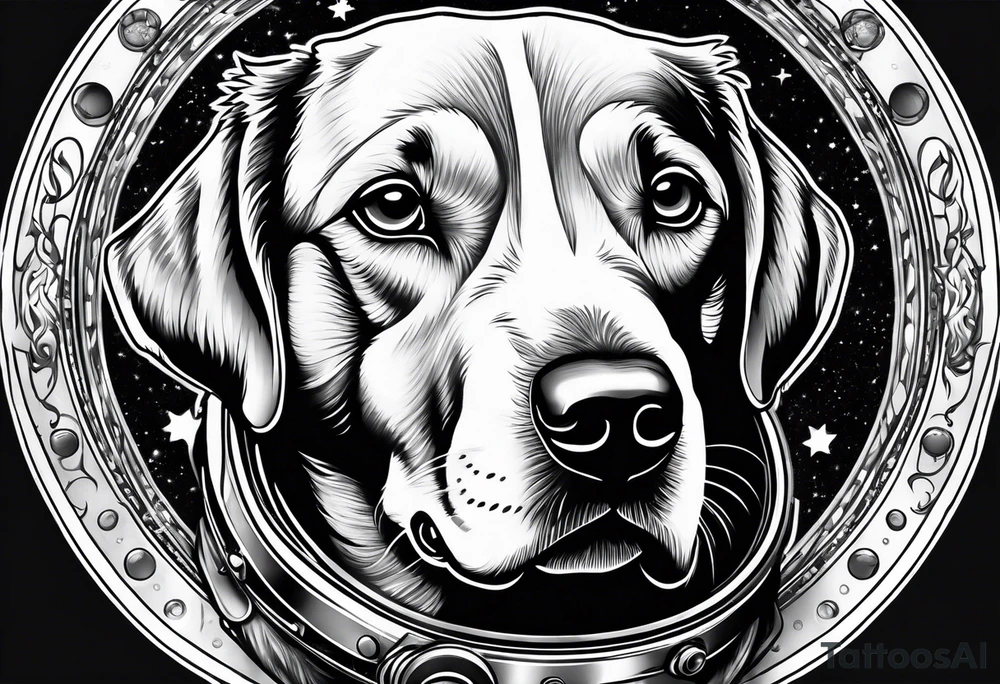 dog in space tattoo idea