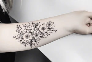 fine line, small flowers, shoulder tattoo idea