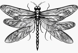 4 dragonflies flying together simple tattoo idea