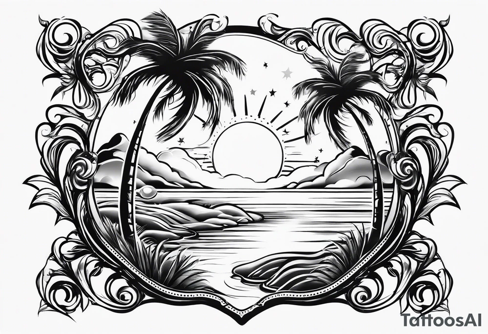 baby birth love life sun palm tree tattoo idea
