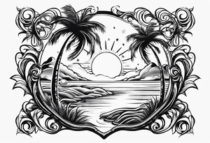 baby birth love life sun palm tree tattoo idea