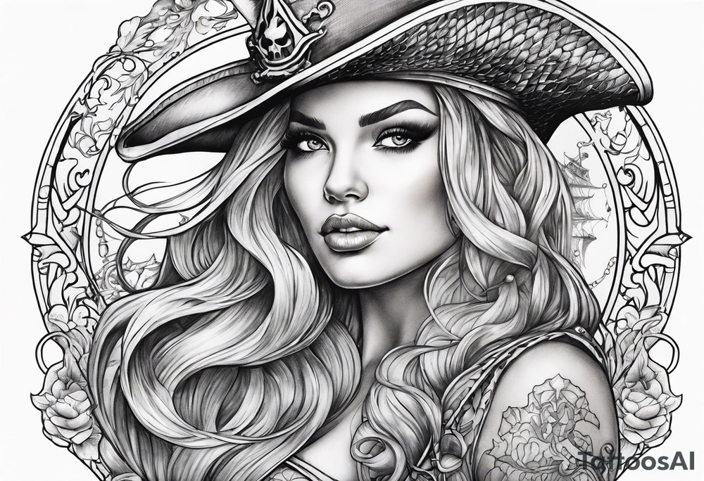 mermaid and pirate tattoo idea