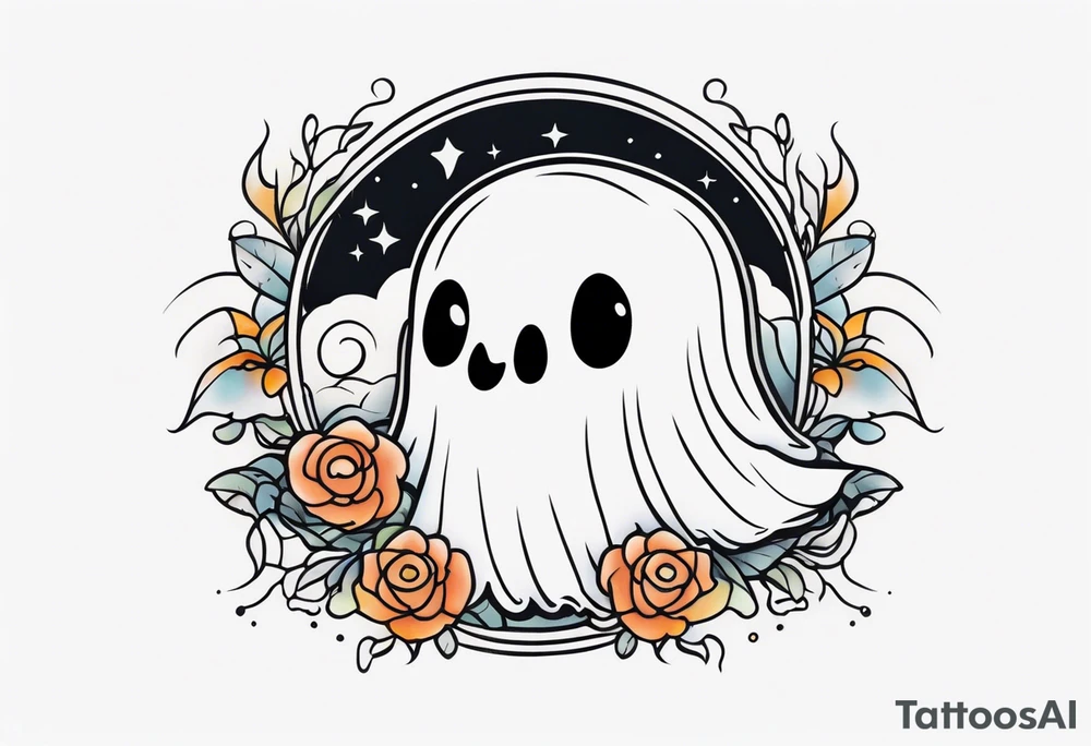 lovely ghost tattoo idea
