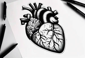 photograph of a human heart as you would see in a human body tattoo idea