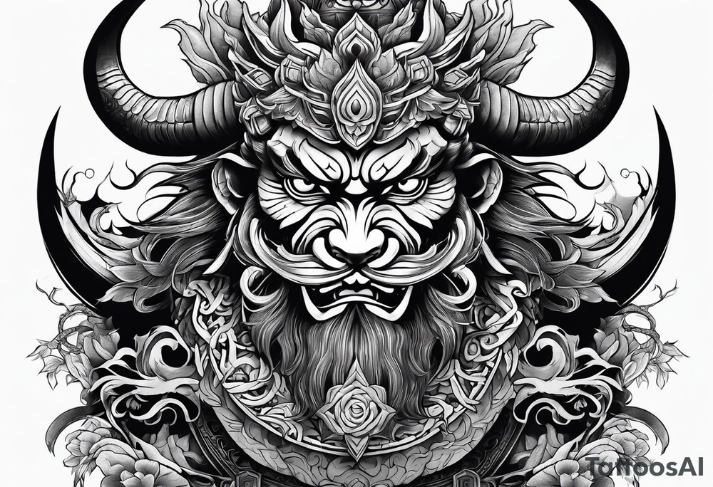 Japanese-style tattoo with demons tattoo idea