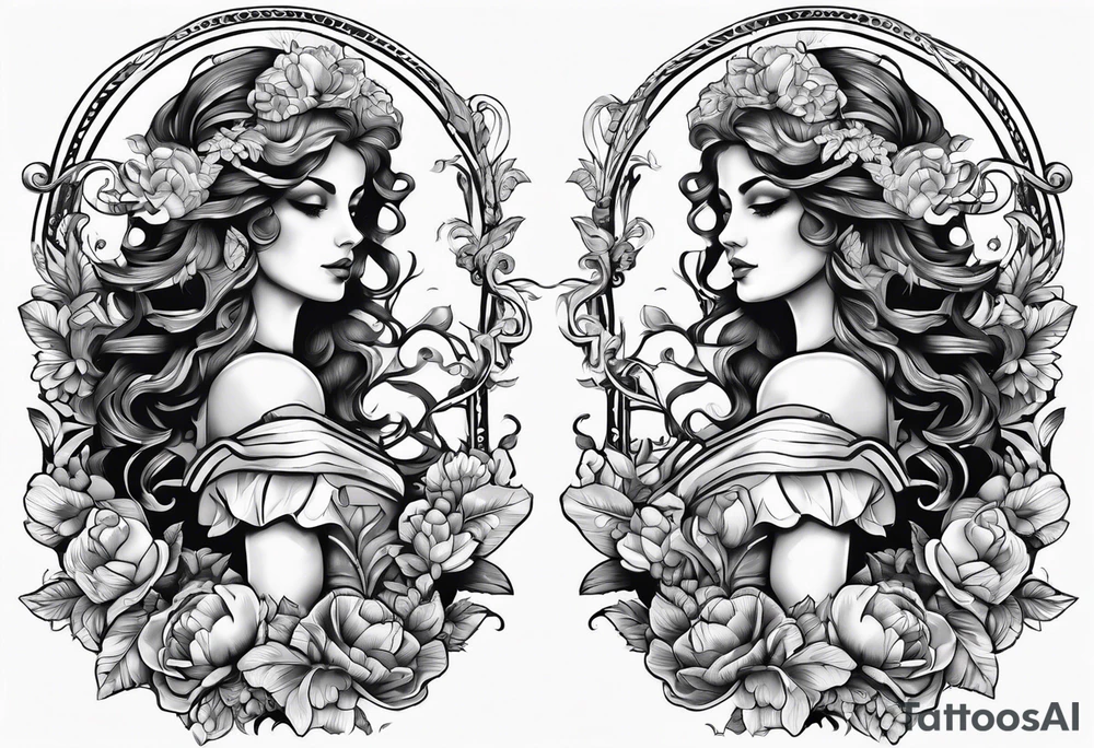 Themis with scales in hands tattoo idea