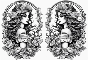 Themis with scales in hands tattoo idea