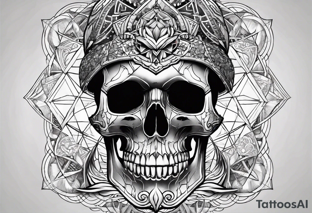 Skull sacred geometry tattoo idea