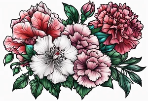 Flowers including larkspur and carnations tattoo idea