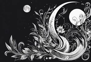 elegant
long
dainty 
spiritual 
moon 
sun 
arrow
spine
narrow
leaves
spring
phoenix
linework tattoo idea