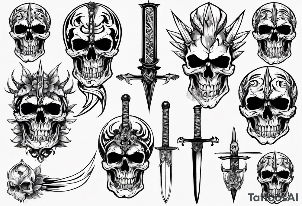skull sword tattoo idea