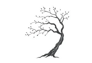 simple windy tree with date 02.18.1998 tattoo idea