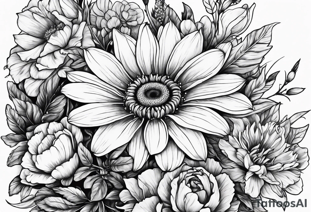 February, October and June birthflowers tattoo idea