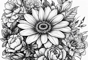 February, October and June birthflowers tattoo idea