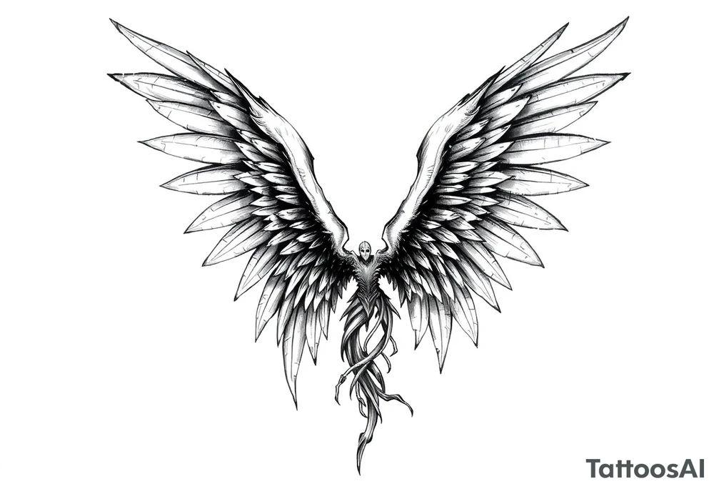 Long Angelwings tattoo idea
