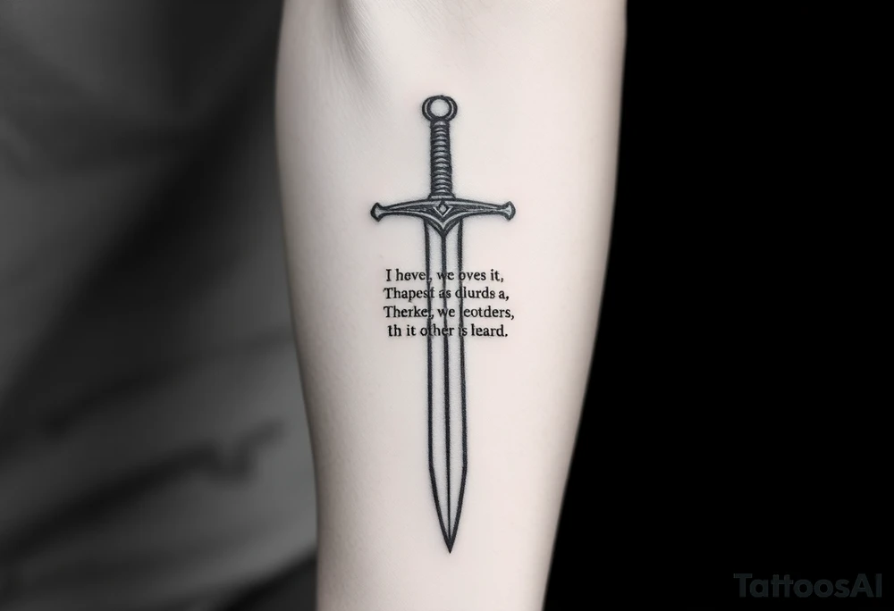 sword with verse inside of it tattoo idea