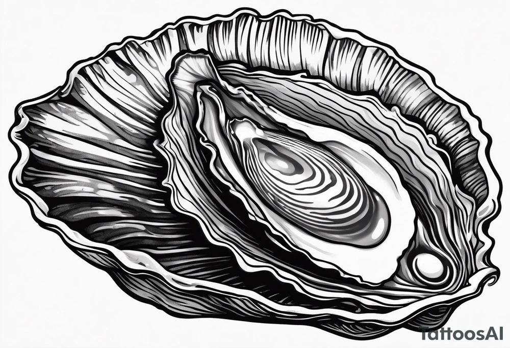 single oyster with minimal detail tattoo idea